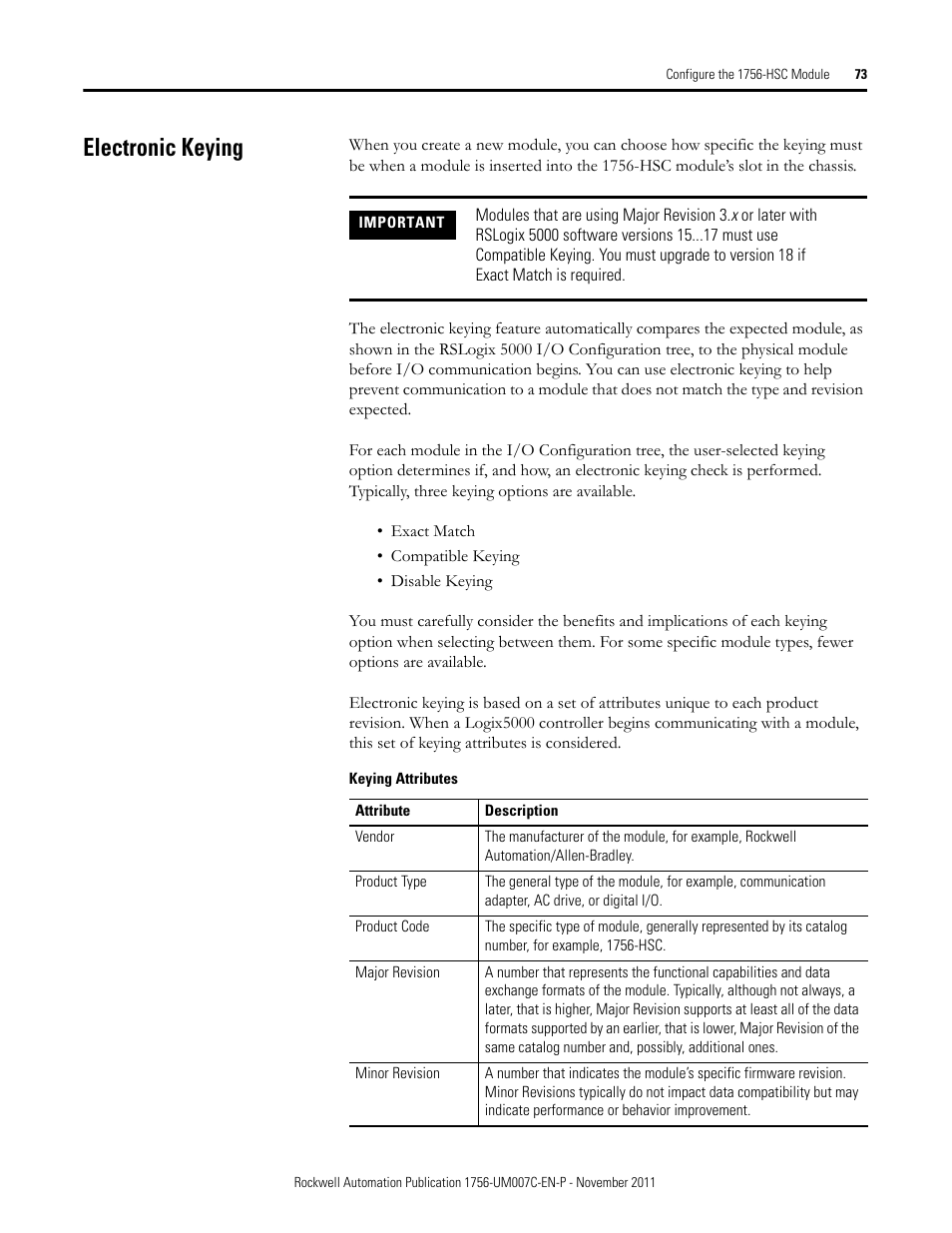Electronic keying | Rockwell Automation 1756-HSC ControlLogix High Speed Counter Module User Manual | Page 73 / 128