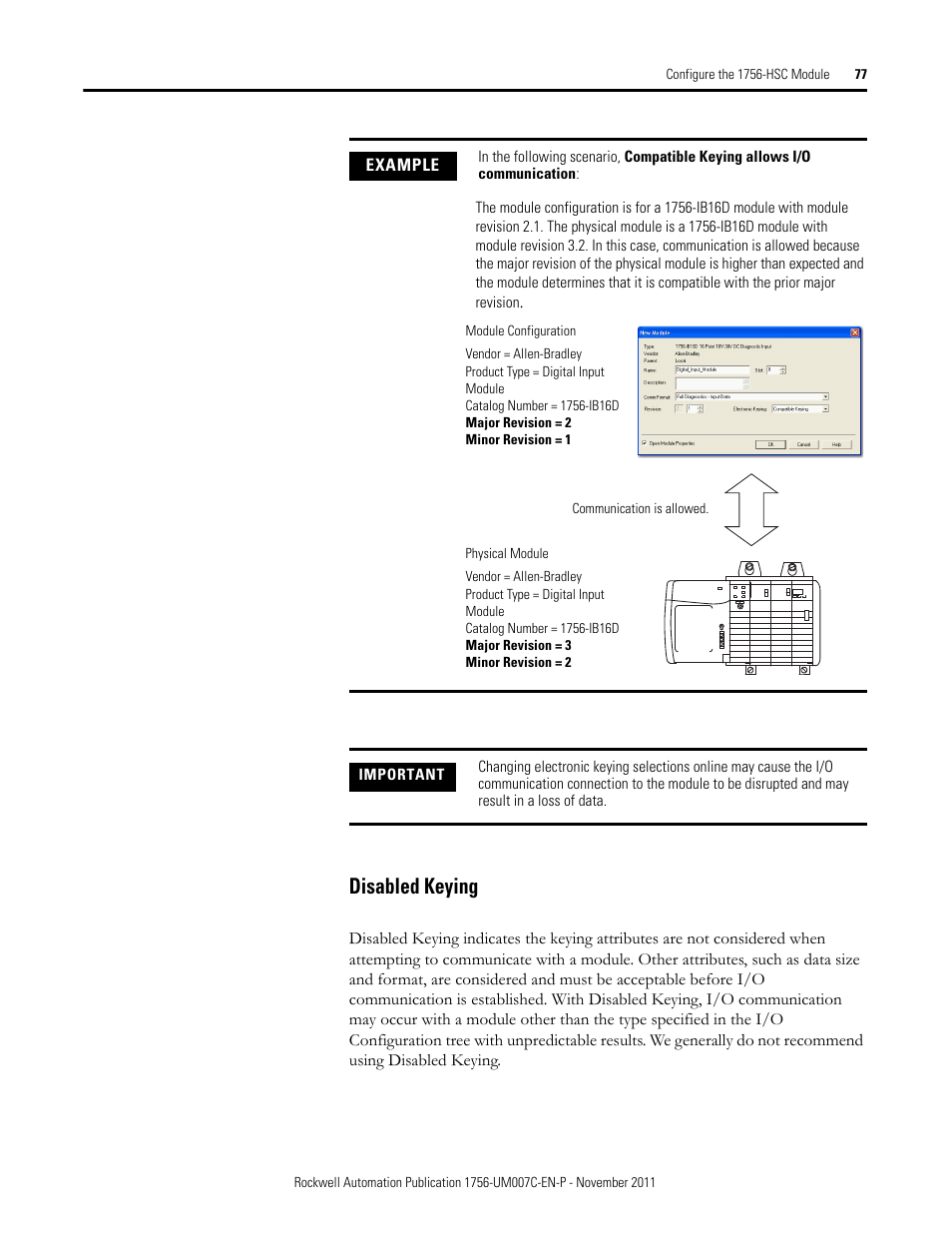 Disabled keying | Rockwell Automation 1756-HSC ControlLogix High Speed Counter Module User Manual | Page 77 / 128