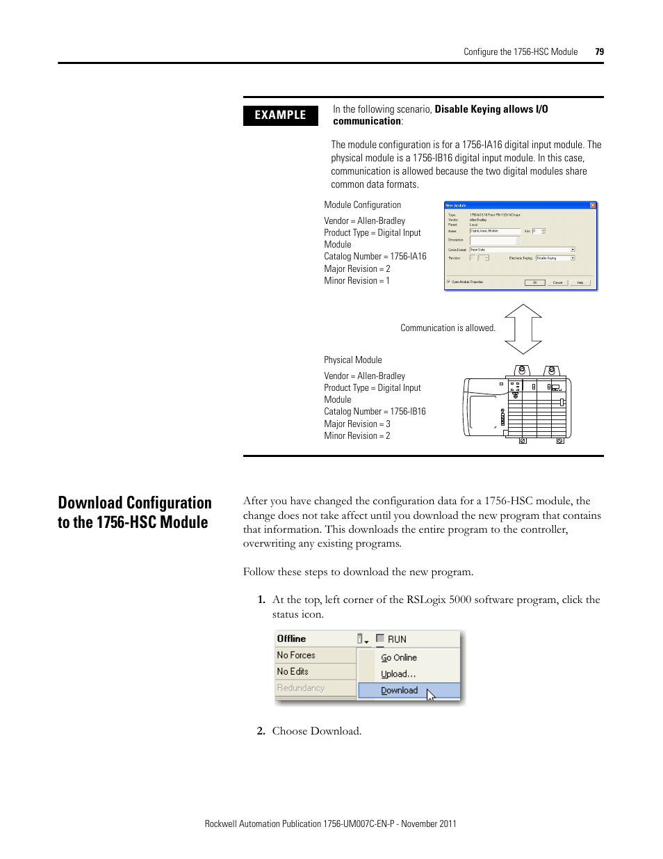 Download configuration to the 1756-hsc module | Rockwell Automation 1756-HSC ControlLogix High Speed Counter Module User Manual | Page 79 / 128