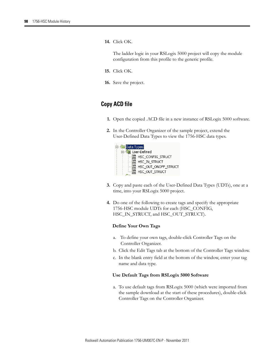 Copy acd file | Rockwell Automation 1756-HSC ControlLogix High Speed Counter Module User Manual | Page 98 / 128