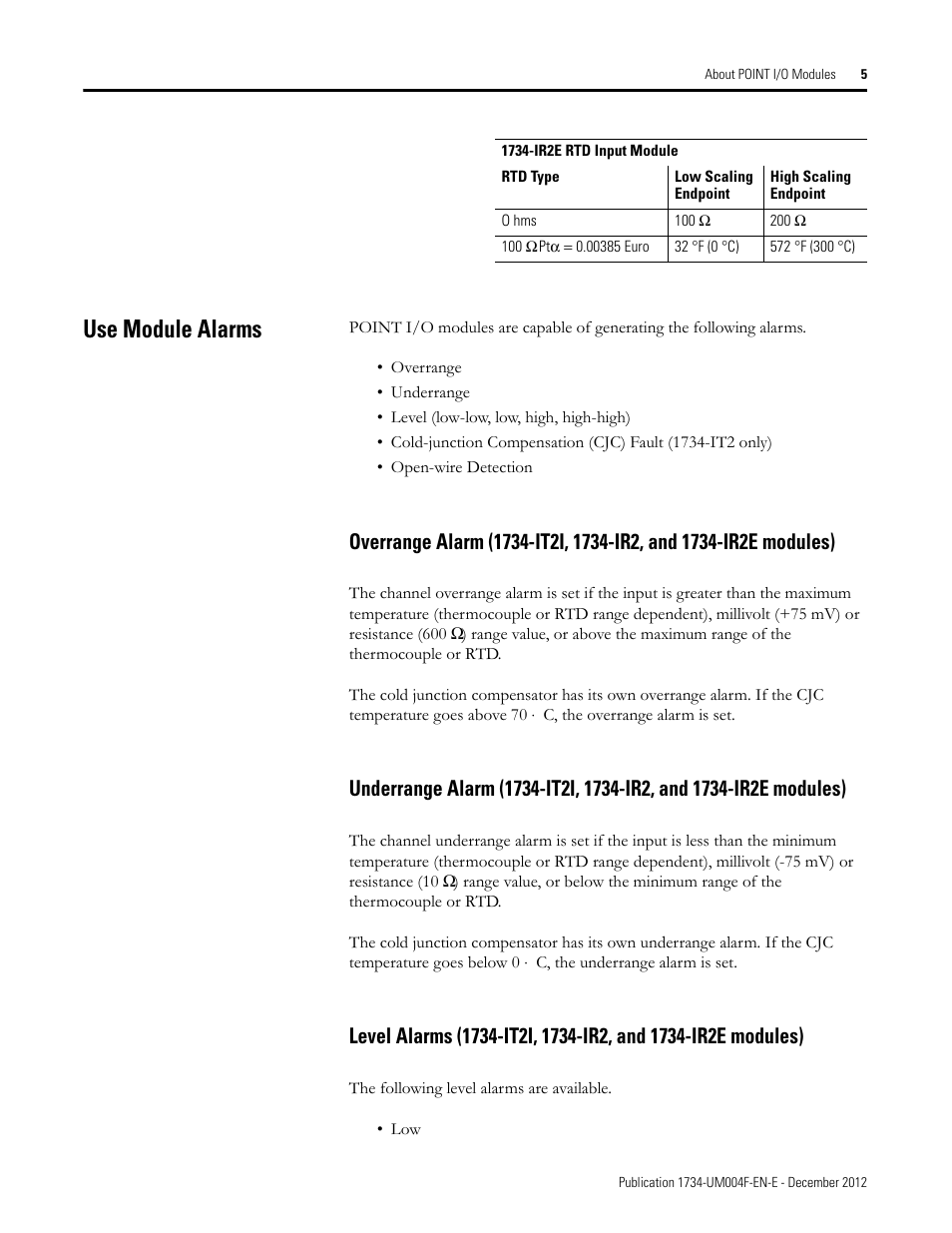 Use module alarms | Rockwell Automation 1734-IT2I Thermocouple and RTD Input Module User Manual User Manual | Page 15 / 84