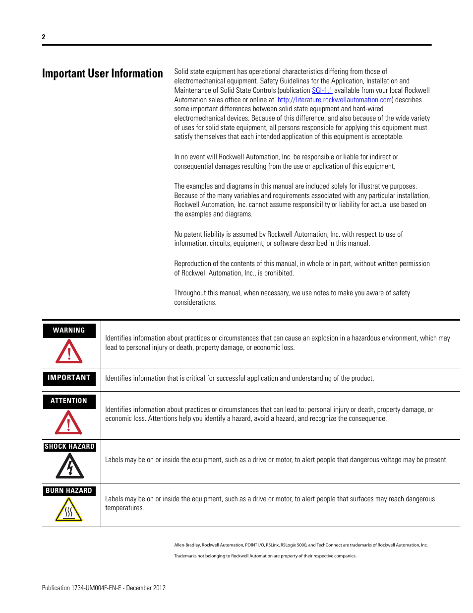 Important user information | Rockwell Automation 1734-IT2I Thermocouple and RTD Input Module User Manual User Manual | Page 2 / 84
