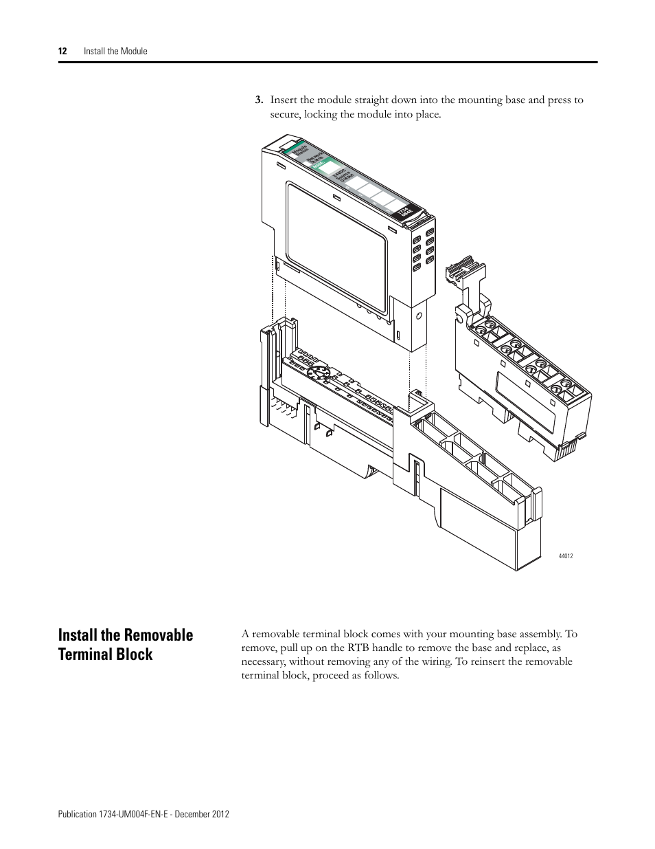 Install the removable terminal block | Rockwell Automation 1734-IT2I Thermocouple and RTD Input Module User Manual User Manual | Page 22 / 84