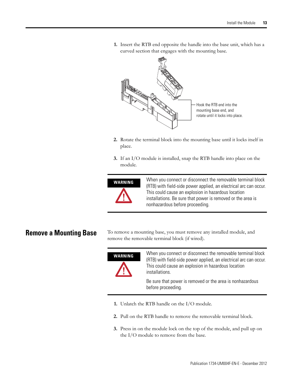 Remove a mounting base | Rockwell Automation 1734-IT2I Thermocouple and RTD Input Module User Manual User Manual | Page 23 / 84