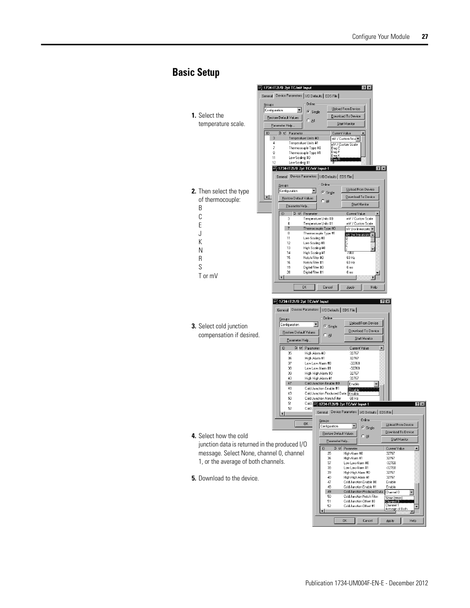 Basic setup | Rockwell Automation 1734-IT2I Thermocouple and RTD Input Module User Manual User Manual | Page 37 / 84