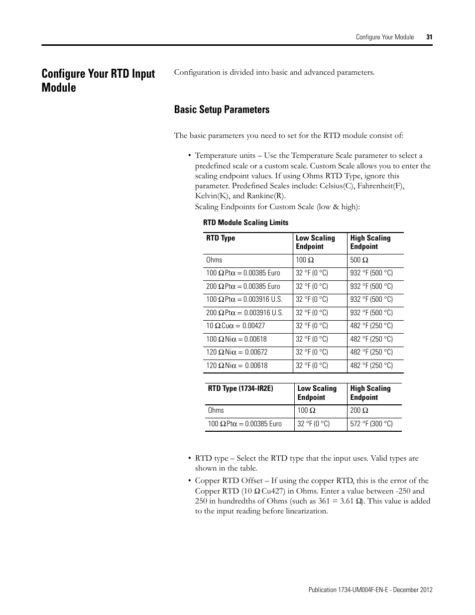 Configure your rtd input module, Basic setup parameters | Rockwell Automation 1734-IT2I Thermocouple and RTD Input Module User Manual User Manual | Page 41 / 84