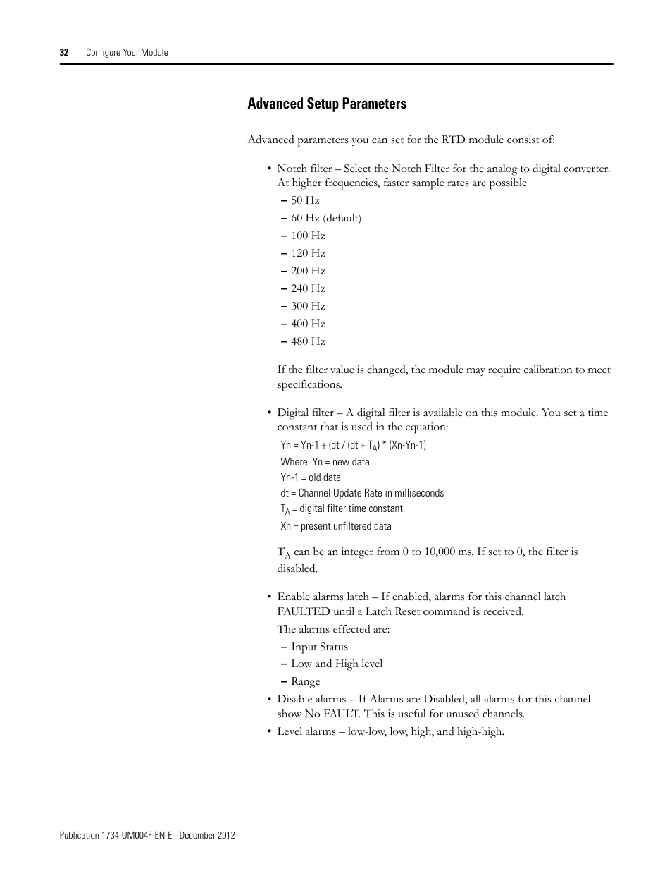 Advanced setup parameters | Rockwell Automation 1734-IT2I Thermocouple and RTD Input Module User Manual User Manual | Page 42 / 84