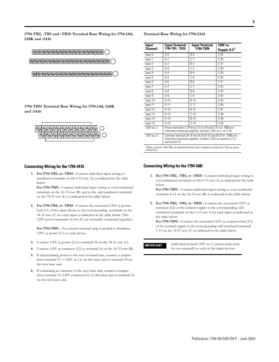 Rockwell Automation 1794-IA8_IA8I_IA16 FLEX I/O ac Input Modules Installation Instructions User Manual | Page 3 / 6