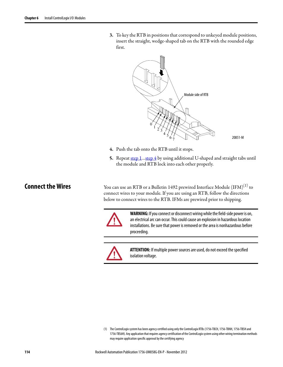 Connect the wires | Rockwell Automation 1756-XXXX ControlLogix Digital I/O Modules User Manual | Page 114 / 258