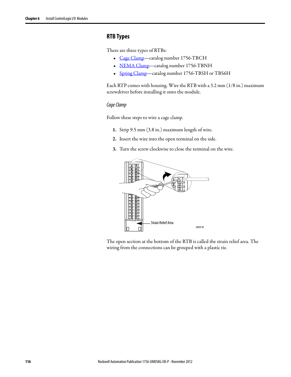 Rtb types | Rockwell Automation 1756-XXXX ControlLogix Digital I/O Modules User Manual | Page 116 / 258