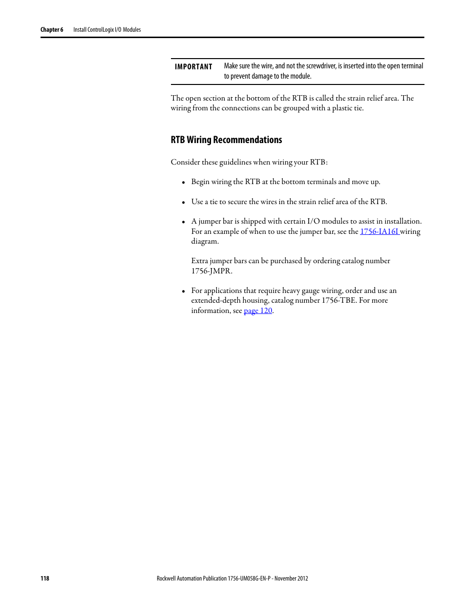 Rtb wiring recommendations | Rockwell Automation 1756-XXXX ControlLogix Digital I/O Modules User Manual | Page 118 / 258