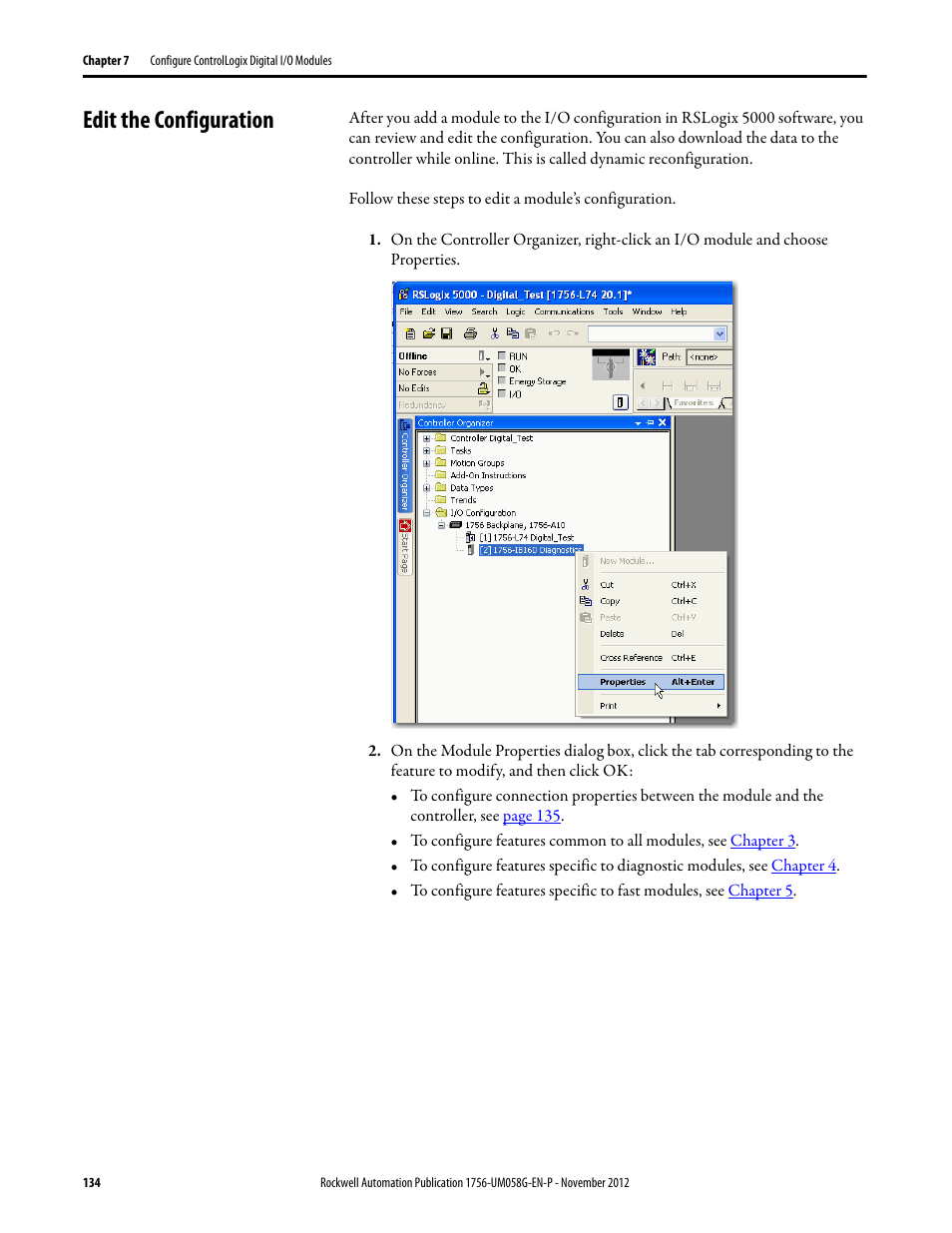 Edit the configuration | Rockwell Automation 1756-XXXX ControlLogix Digital I/O Modules User Manual | Page 134 / 258