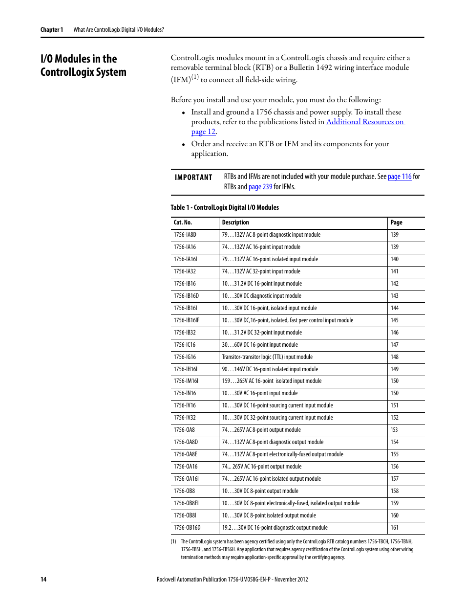 I/o modules in the controllogix system | Rockwell Automation 1756-XXXX ControlLogix Digital I/O Modules User Manual | Page 14 / 258