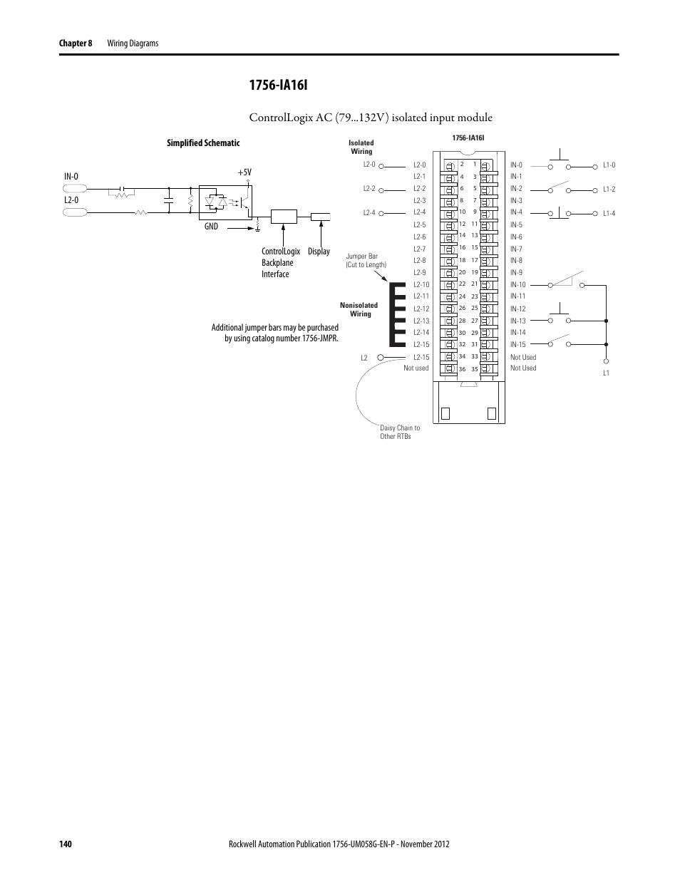 1756-ia16i, Controllogix ac (79 v) isolated input module | Rockwell Automation 1756-XXXX ControlLogix Digital I/O Modules User Manual | Page 140 / 258