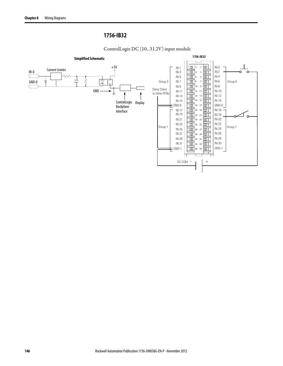 1756-ib32, Controllogix dc (10 v) input module | Rockwell Automation 1756-XXXX ControlLogix Digital I/O Modules User Manual | Page 146 / 258