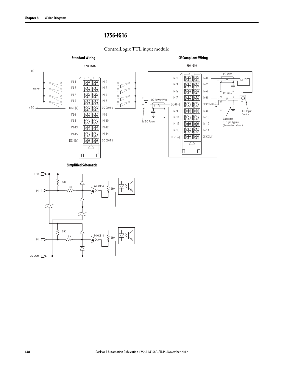 1756-ig16, Controllogix ttl input module | Rockwell Automation 1756-XXXX ControlLogix Digital I/O Modules User Manual | Page 148 / 258