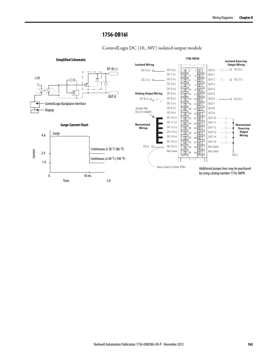 1756-ob16i, Controllogix dc (10 v) isolated output module | Rockwell Automation 1756-XXXX ControlLogix Digital I/O Modules User Manual | Page 163 / 258