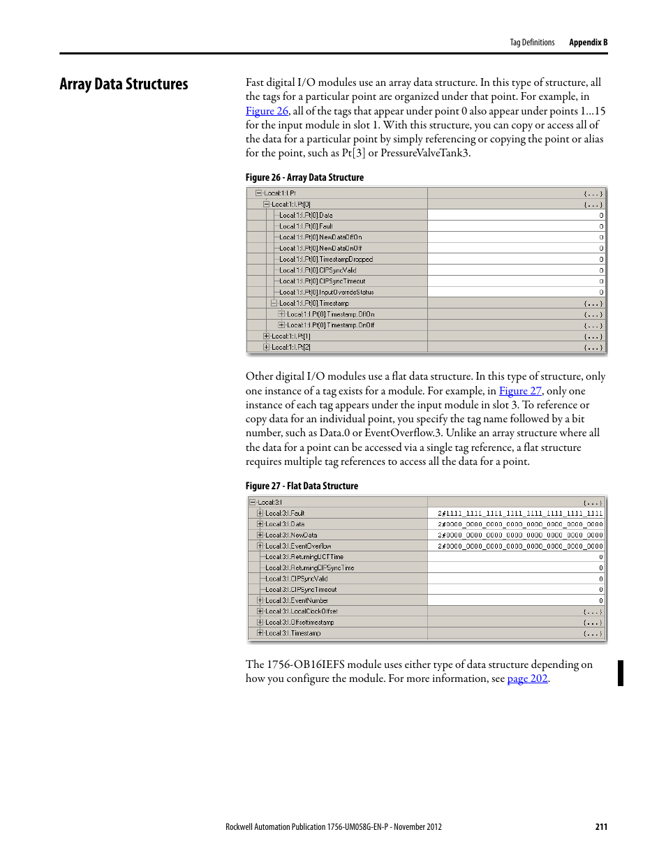 Array data structures, Array | Rockwell Automation 1756-XXXX ControlLogix Digital I/O Modules User Manual | Page 211 / 258