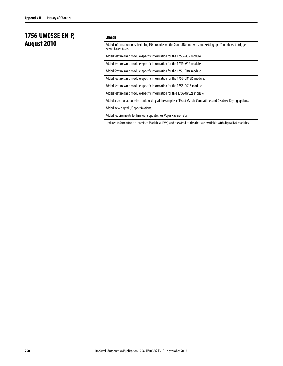 1756-um058e-en-p, august 2010 | Rockwell Automation 1756-XXXX ControlLogix Digital I/O Modules User Manual | Page 250 / 258