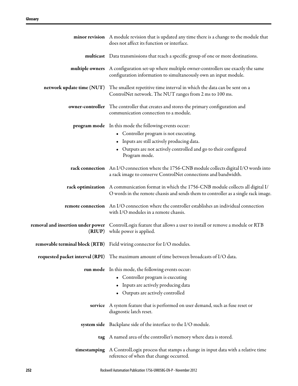 Rockwell Automation 1756-XXXX ControlLogix Digital I/O Modules User Manual | Page 252 / 258