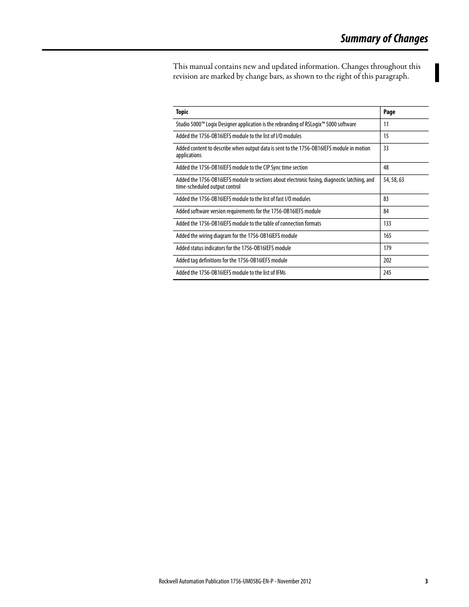 Summary of changes | Rockwell Automation 1756-XXXX ControlLogix Digital I/O Modules User Manual | Page 3 / 258