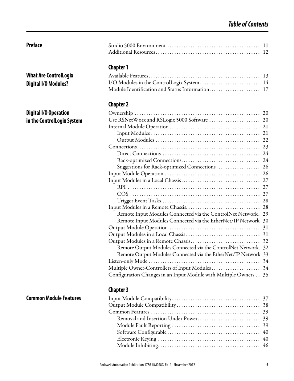Rockwell Automation 1756-XXXX ControlLogix Digital I/O Modules User Manual | Page 5 / 258