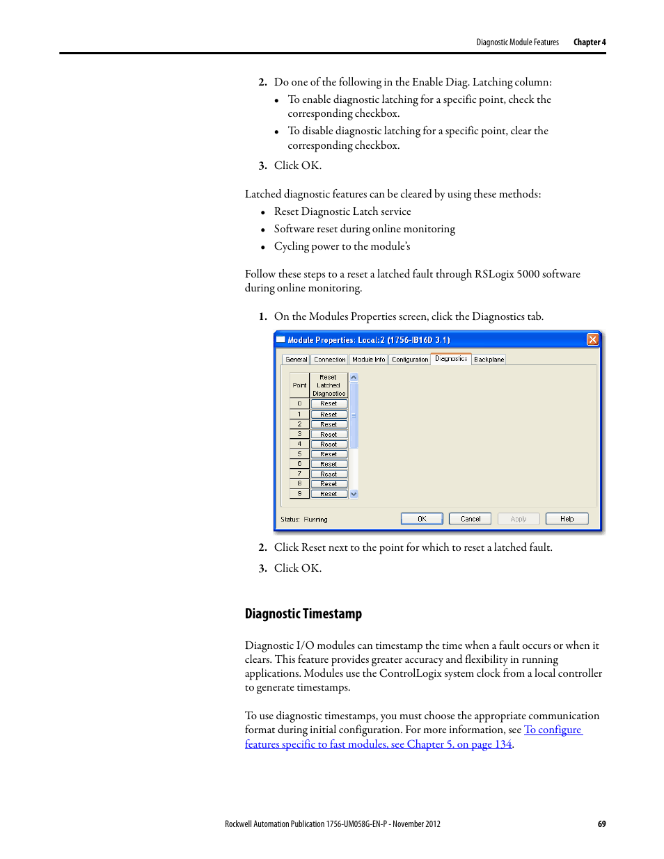 Diagnostic timestamp | Rockwell Automation 1756-XXXX ControlLogix Digital I/O Modules User Manual | Page 69 / 258