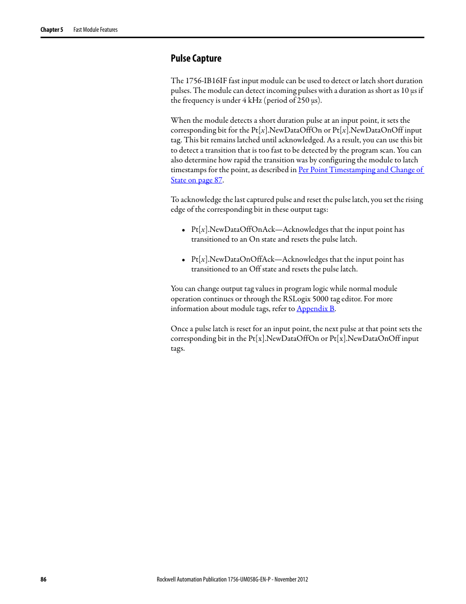 Pulse capture | Rockwell Automation 1756-XXXX ControlLogix Digital I/O Modules User Manual | Page 86 / 258