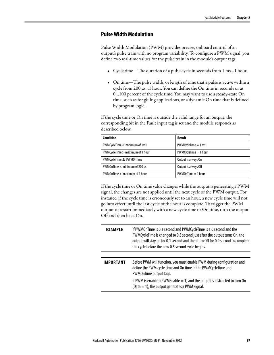 Pulse width modulation | Rockwell Automation 1756-XXXX ControlLogix Digital I/O Modules User Manual | Page 97 / 258