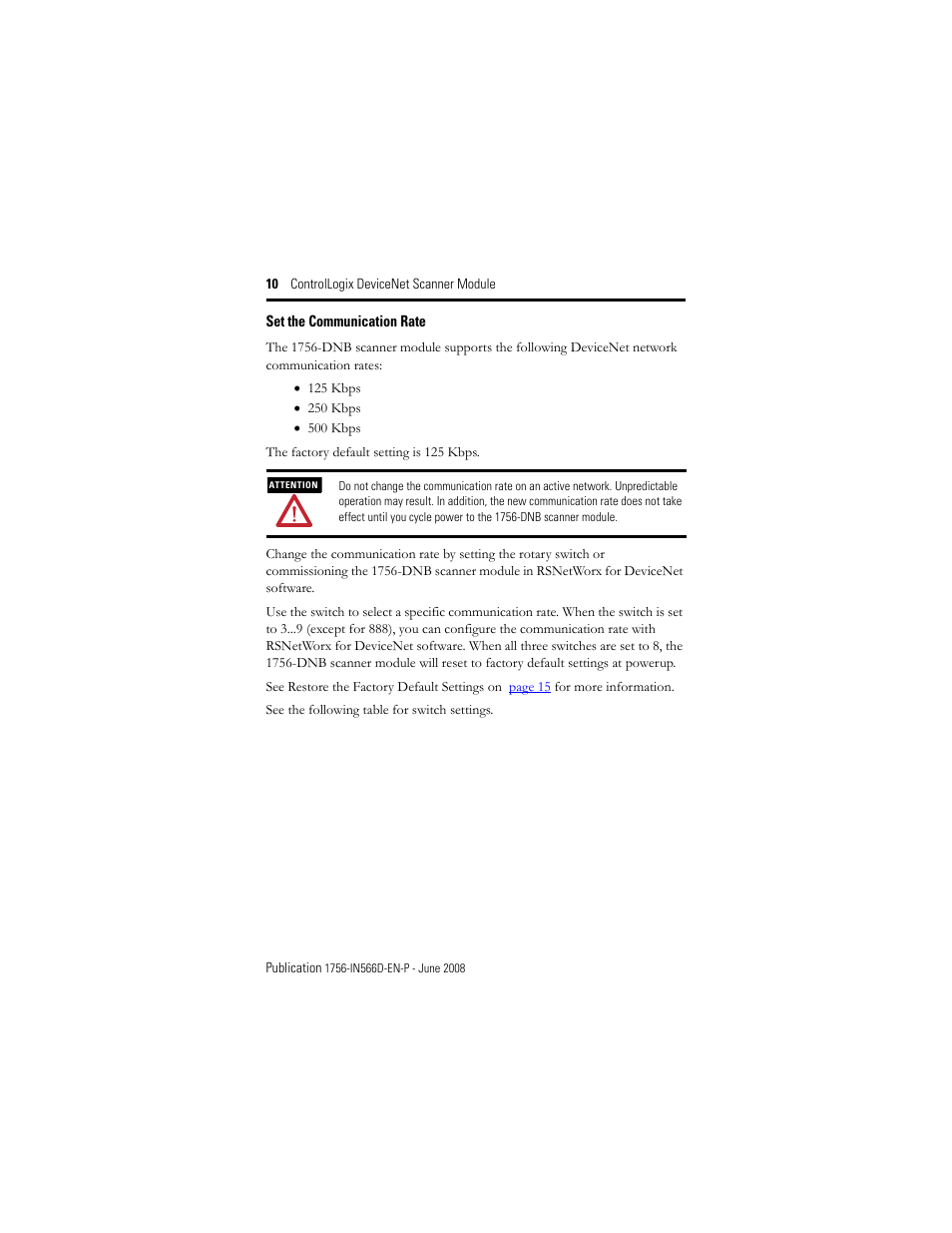 Rockwell Automation 1756-DNB ControlLogix DeviceNet Scanner Module Installation Instructions User Manual | Page 10 / 48