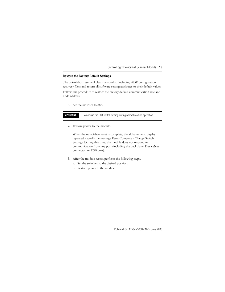 Rockwell Automation 1756-DNB ControlLogix DeviceNet Scanner Module Installation Instructions User Manual | Page 15 / 48