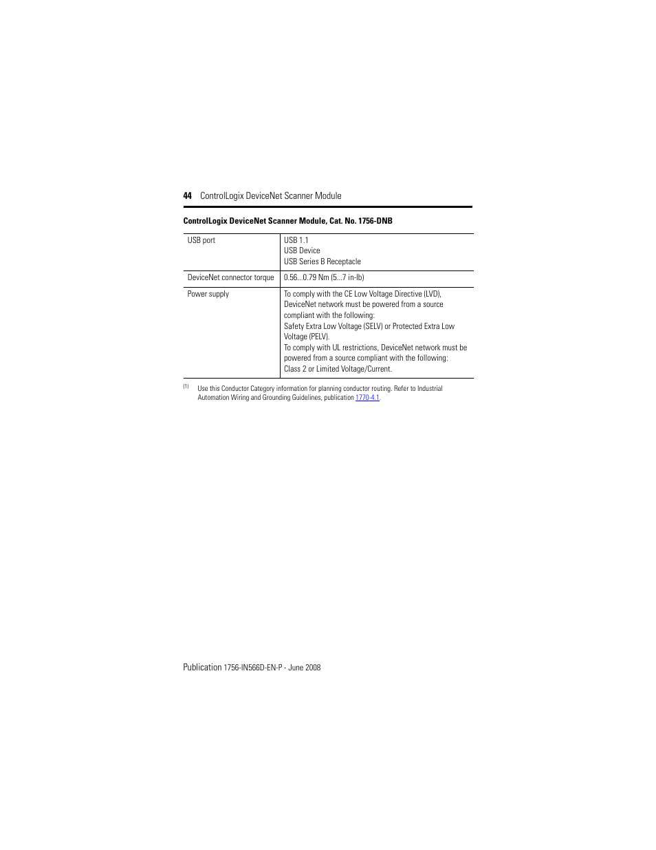 Rockwell Automation 1756-DNB ControlLogix DeviceNet Scanner Module Installation Instructions User Manual | Page 44 / 48