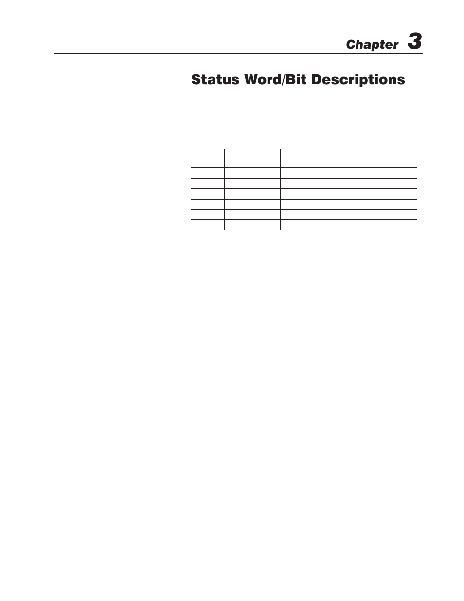 Chapter 3 - status word, List of status blocks and block id codes, List of data words | Status word/bit descriptions, Chapter | Rockwell Automation 1771-QI,D17716.5.126 PLASTIC MOLD.MODULE User Manual | Page 77 / 153