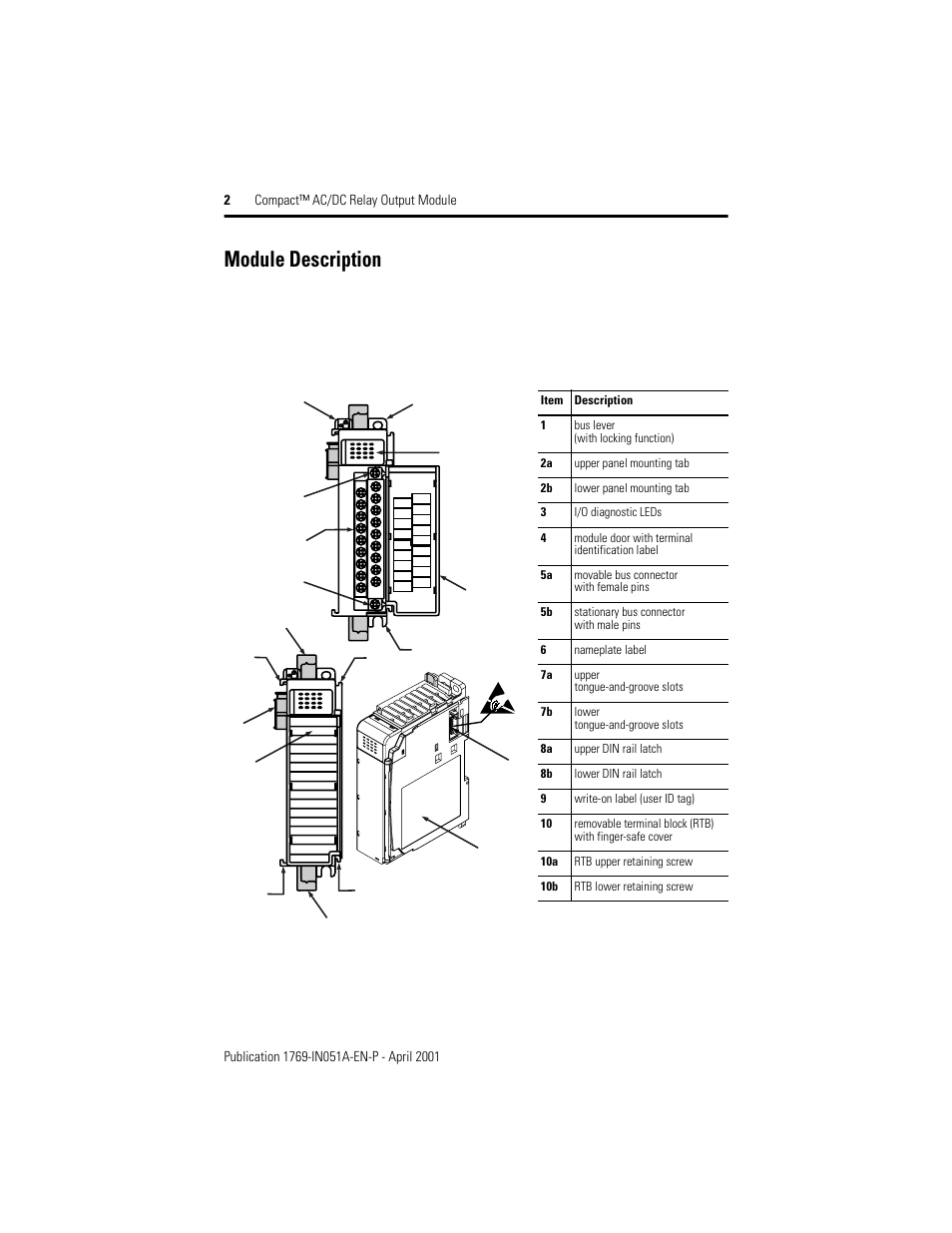 Module description | Rockwell Automation 1769-OW8 Compact AC/DC Relay Output Module User Manual | Page 2 / 20