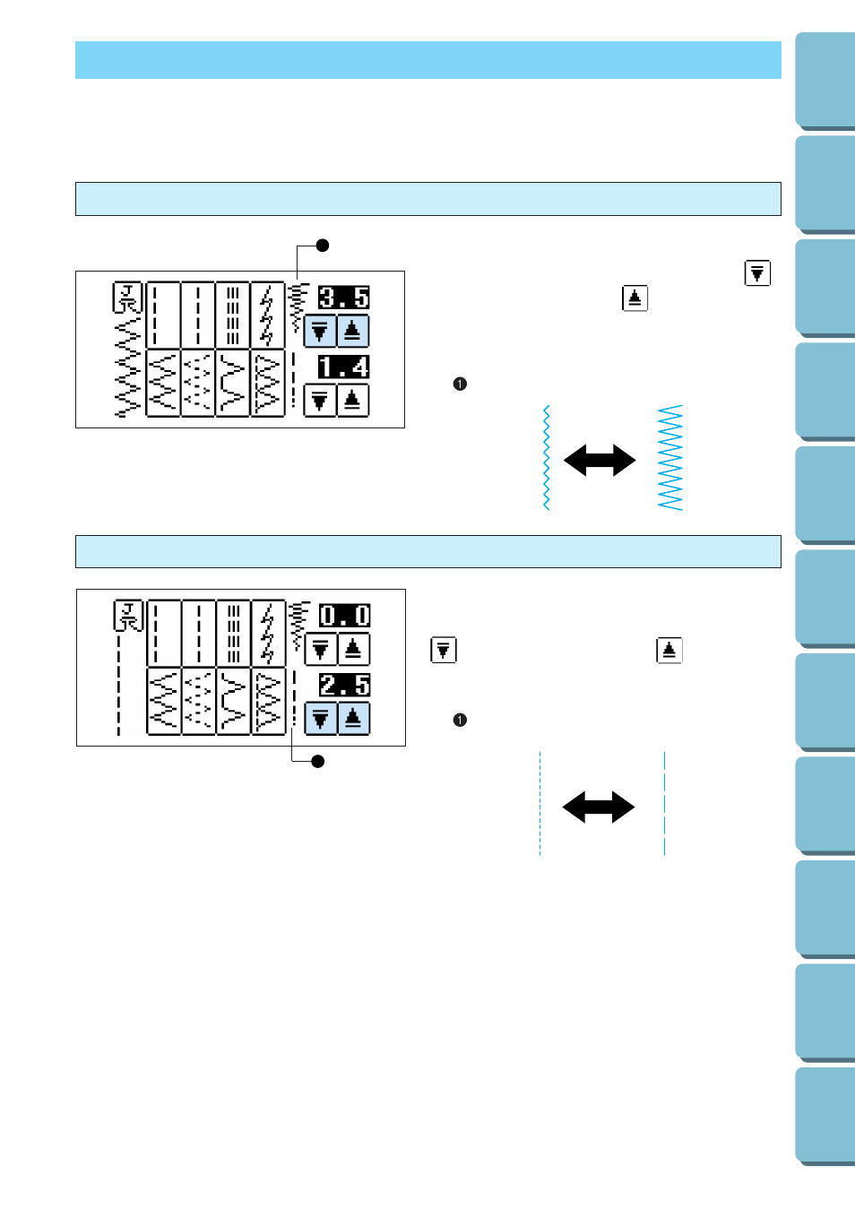 Stitch width and stitch length | Brother PE 300S User Manual | Page 30 / 111