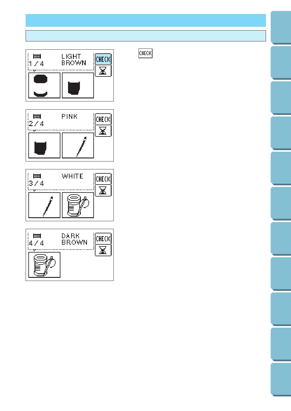 Checking thread colors and time required, Checking thread colors | Brother PE 300S User Manual | Page 84 / 111