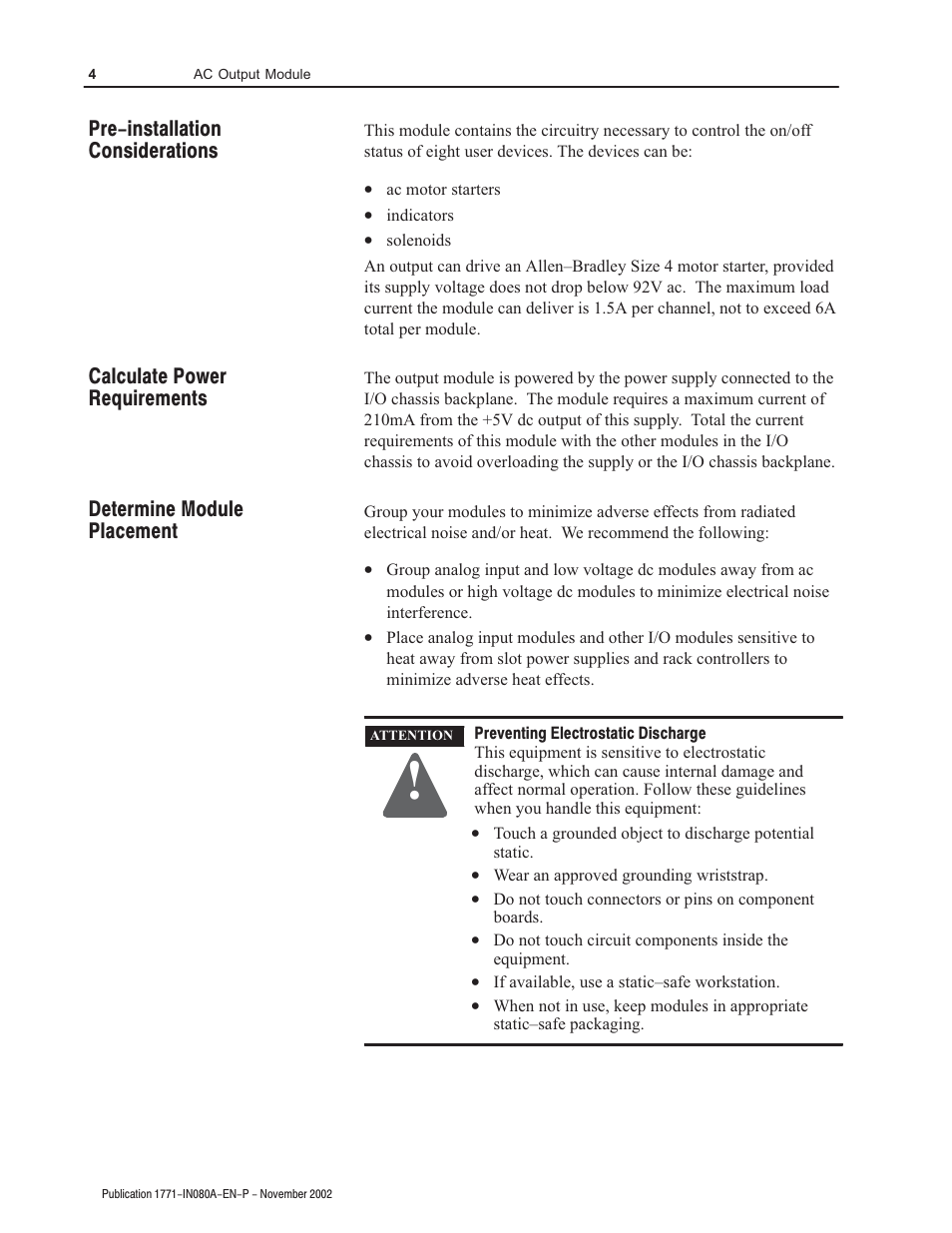 Rockwell Automation 1771-OA AC (120V) Output Module User Manual | Page 4 / 12