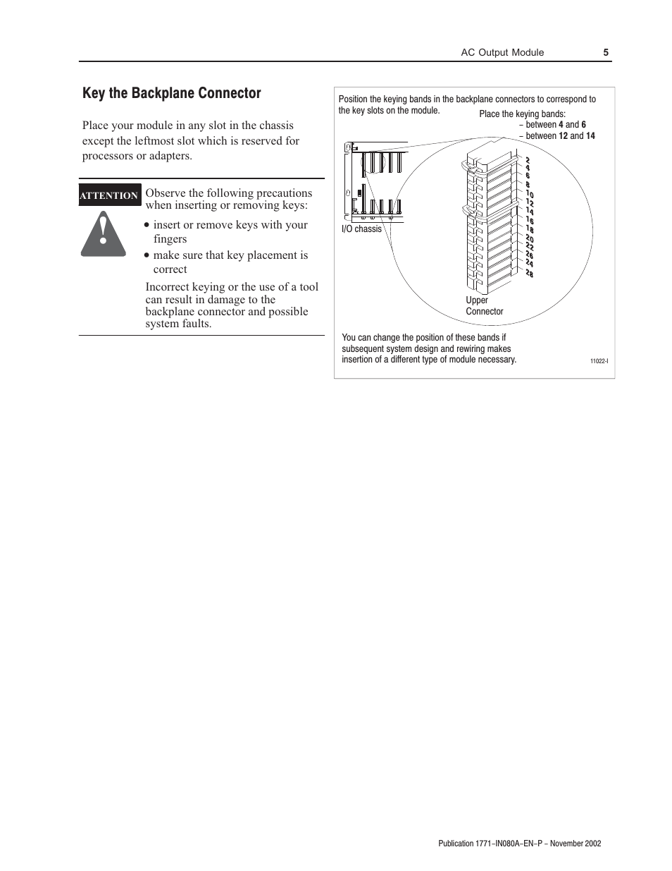 Key the backplane connector | Rockwell Automation 1771-OA AC (120V) Output Module User Manual | Page 5 / 12