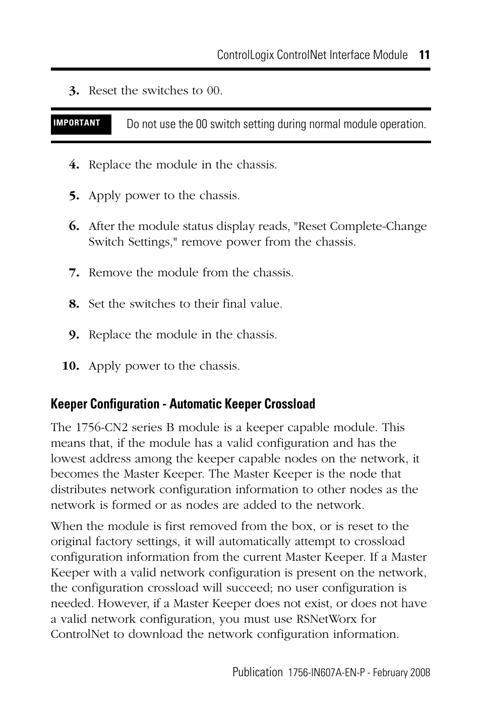 Keeper configuration - automatic keeper crossload | Rockwell Automation 1756-CN2_CN2R, Series B ControlLogix ControlNet Interface Module User Manual | Page 11 / 36