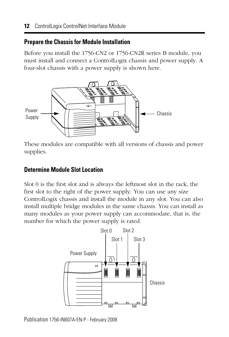 Prepare the chassis for module installation, Determine module slot location | Rockwell Automation 1756-CN2_CN2R, Series B ControlLogix ControlNet Interface Module User Manual | Page 12 / 36