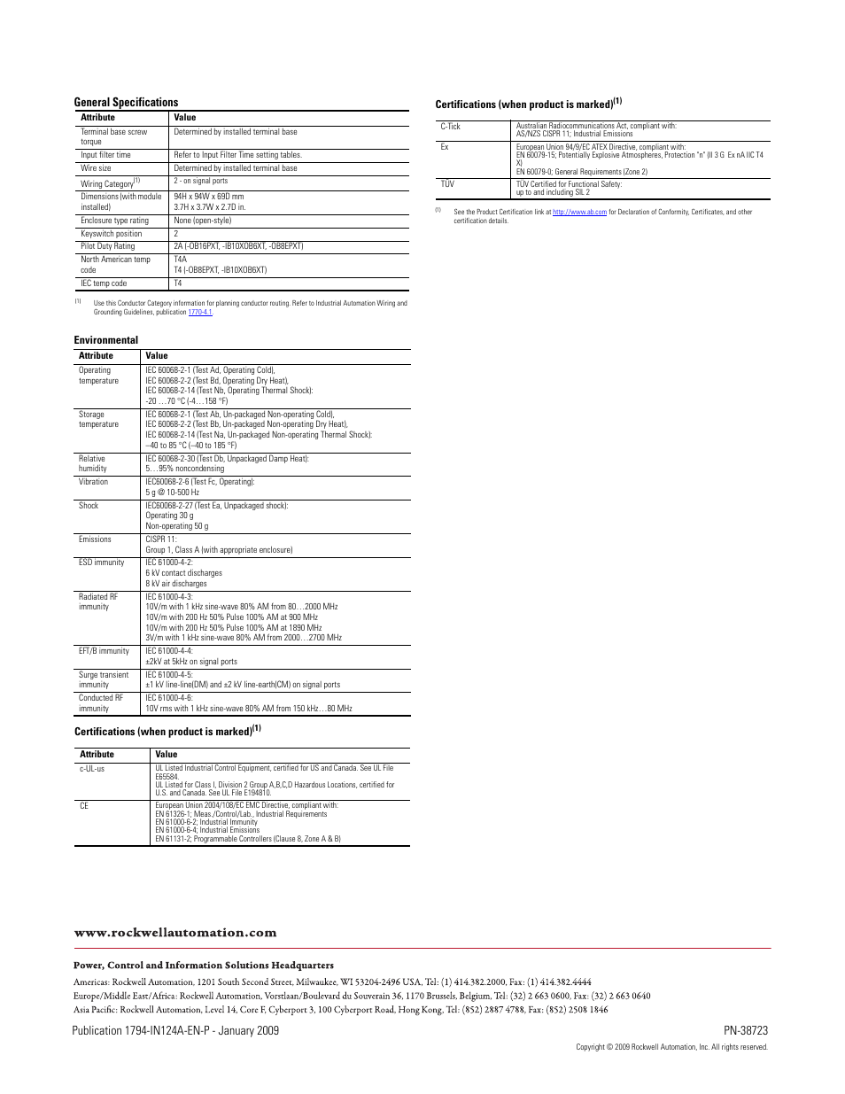 General specifications | Rockwell Automation 1794-OB8EPXT, 1794-IB16XT, 1794-OB16PXT, 1794-IB10XOB6XT FLEX XT I/O Digital DC Input/Output Modules User Manual | Page 6 / 6