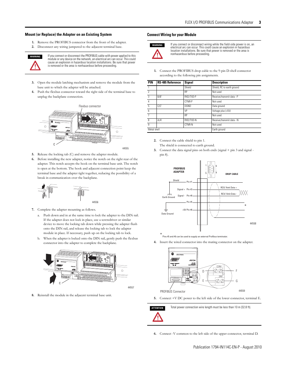 Connect wiring for your module | Rockwell Automation 1794-APBDPV1 FLEX I/O PROFIBUS Communications Adapter User Manual | Page 3 / 5