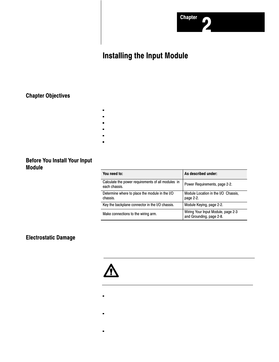 2 - installing the input module, Installing the input module | Rockwell Automation 1771-IFE , D17716.5.90 USER MNL. ANALOG INPUT Module User Manual | Page 13 / 63