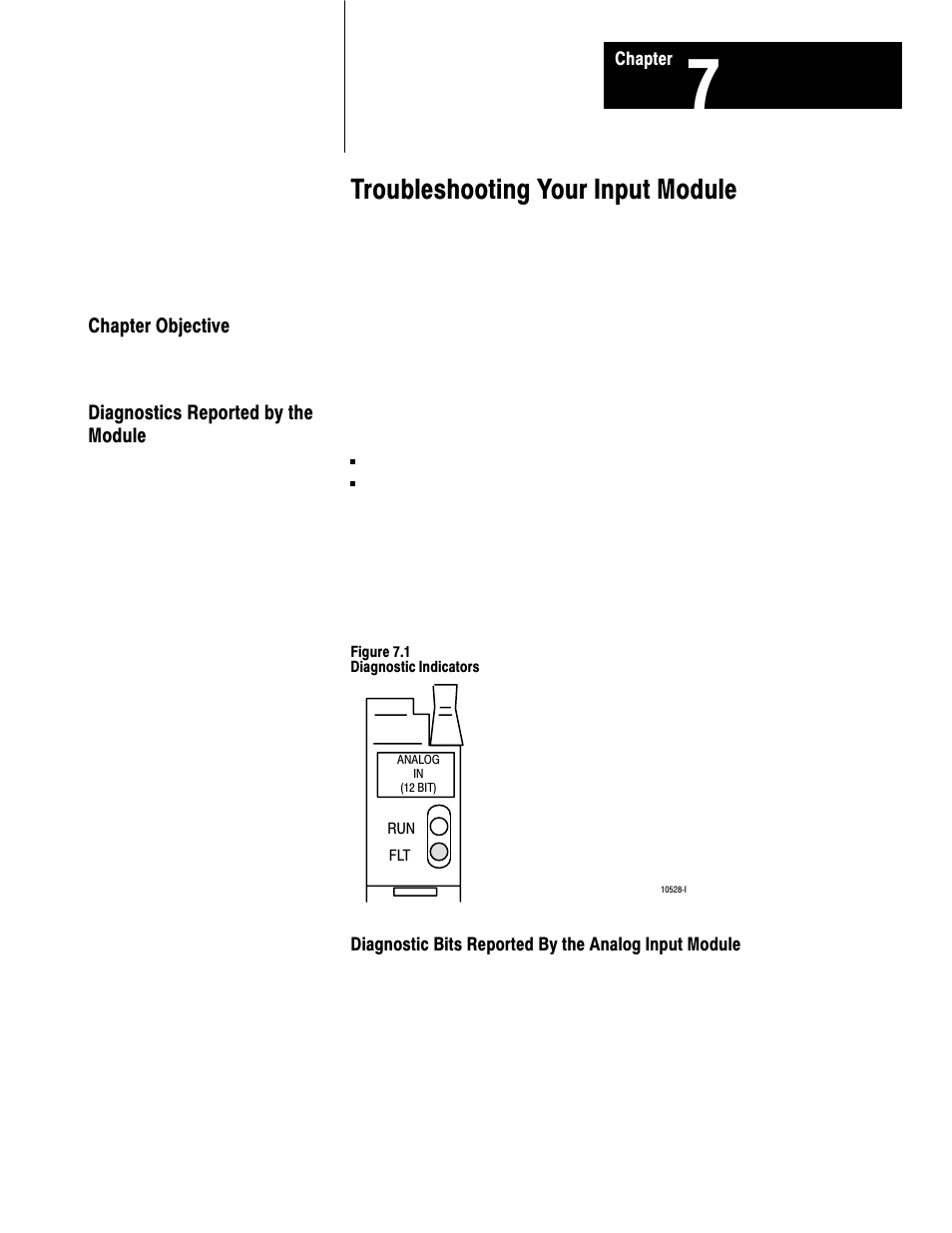 7 - troubleshooting your input module, Troubleshooting your input module | Rockwell Automation 1771-IFE , D17716.5.90 USER MNL. ANALOG INPUT Module User Manual | Page 44 / 63