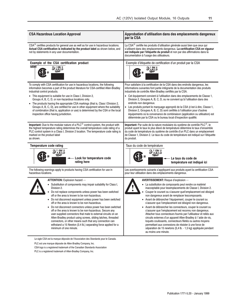 Rockwell Automation 1771-ODD INSTL.DATA AC/DC (220/44)INPUT User Manual | Page 11 / 12