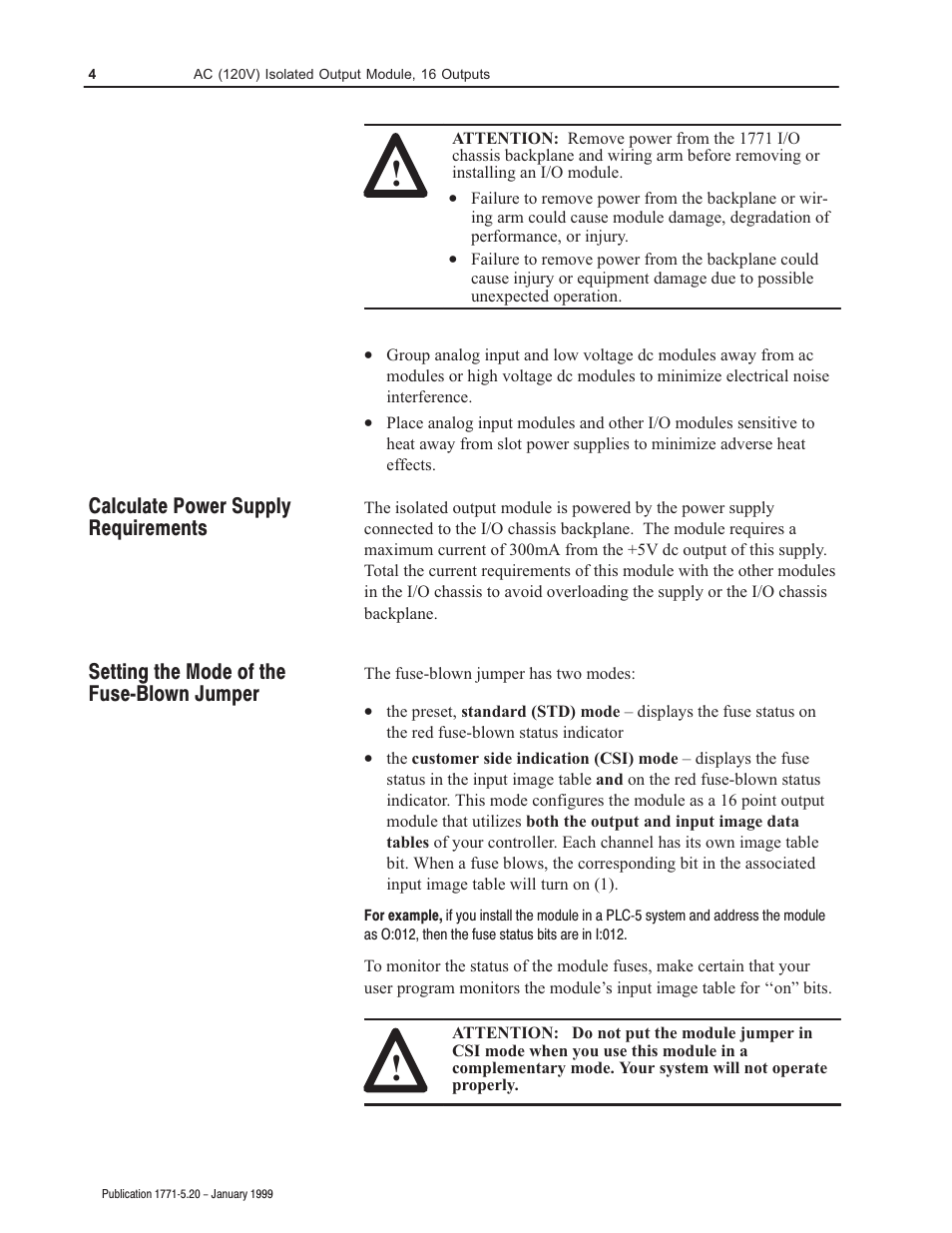 Rockwell Automation 1771-ODD INSTL.DATA AC/DC (220/44)INPUT User Manual | Page 4 / 12