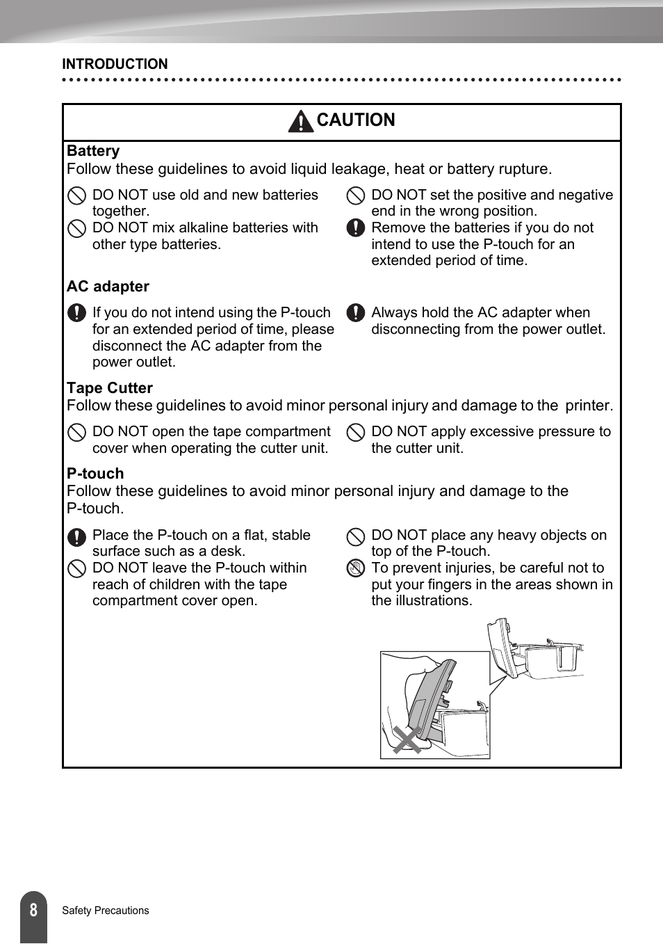 Caution | Brother LW6091001 User Manual | Page 12 / 84