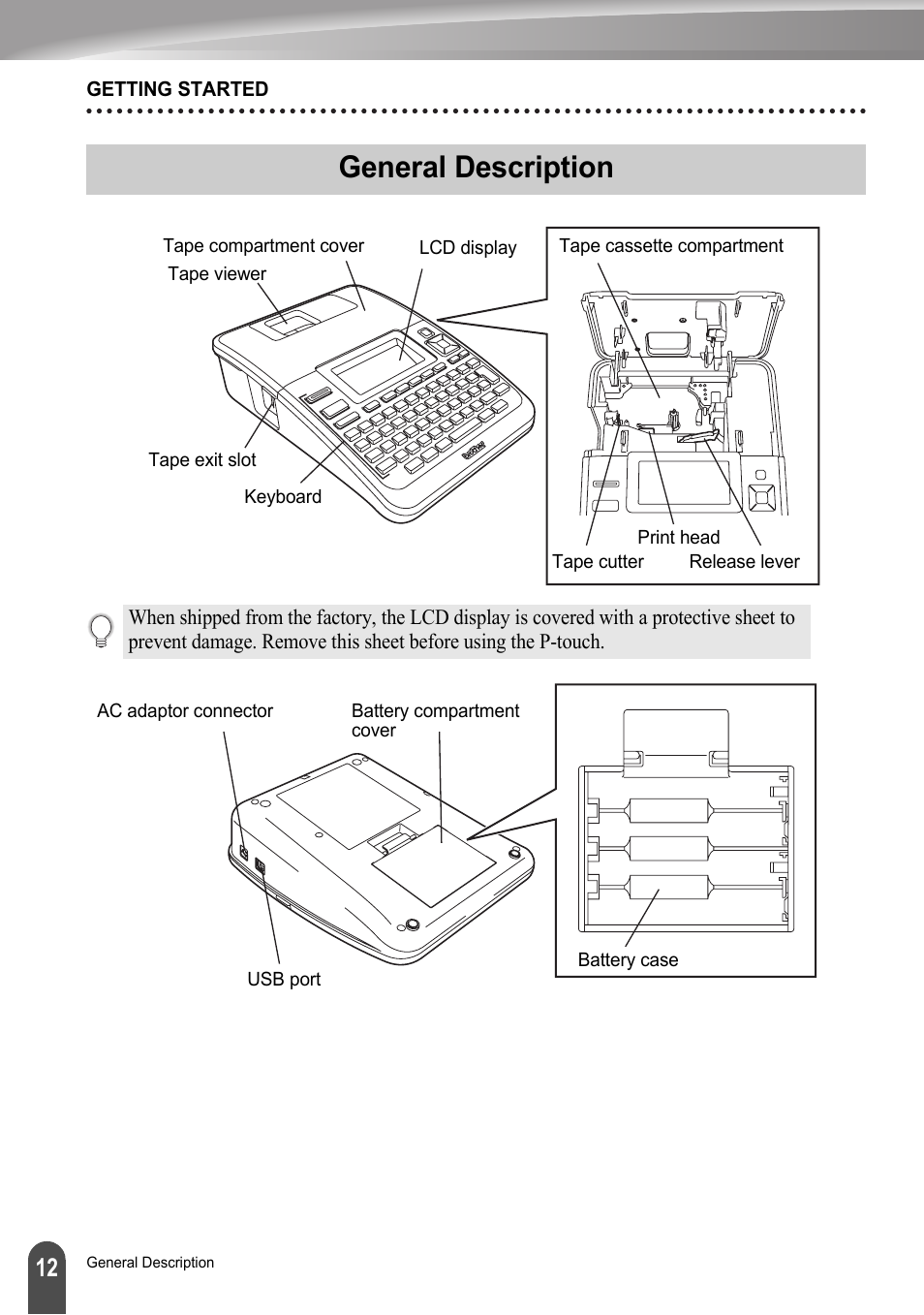 General description | Brother LW6091001 User Manual | Page 16 / 84