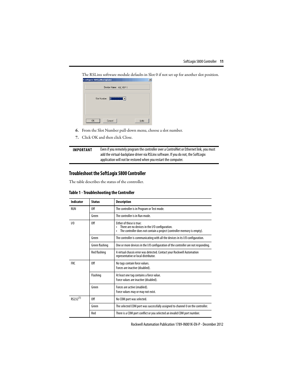 Troubleshoot the softlogix 5800 controller | Rockwell Automation 1789-L10_L30_L60 SoftLogix 5800 Controller Installation Instructions User Manual | Page 11 / 14