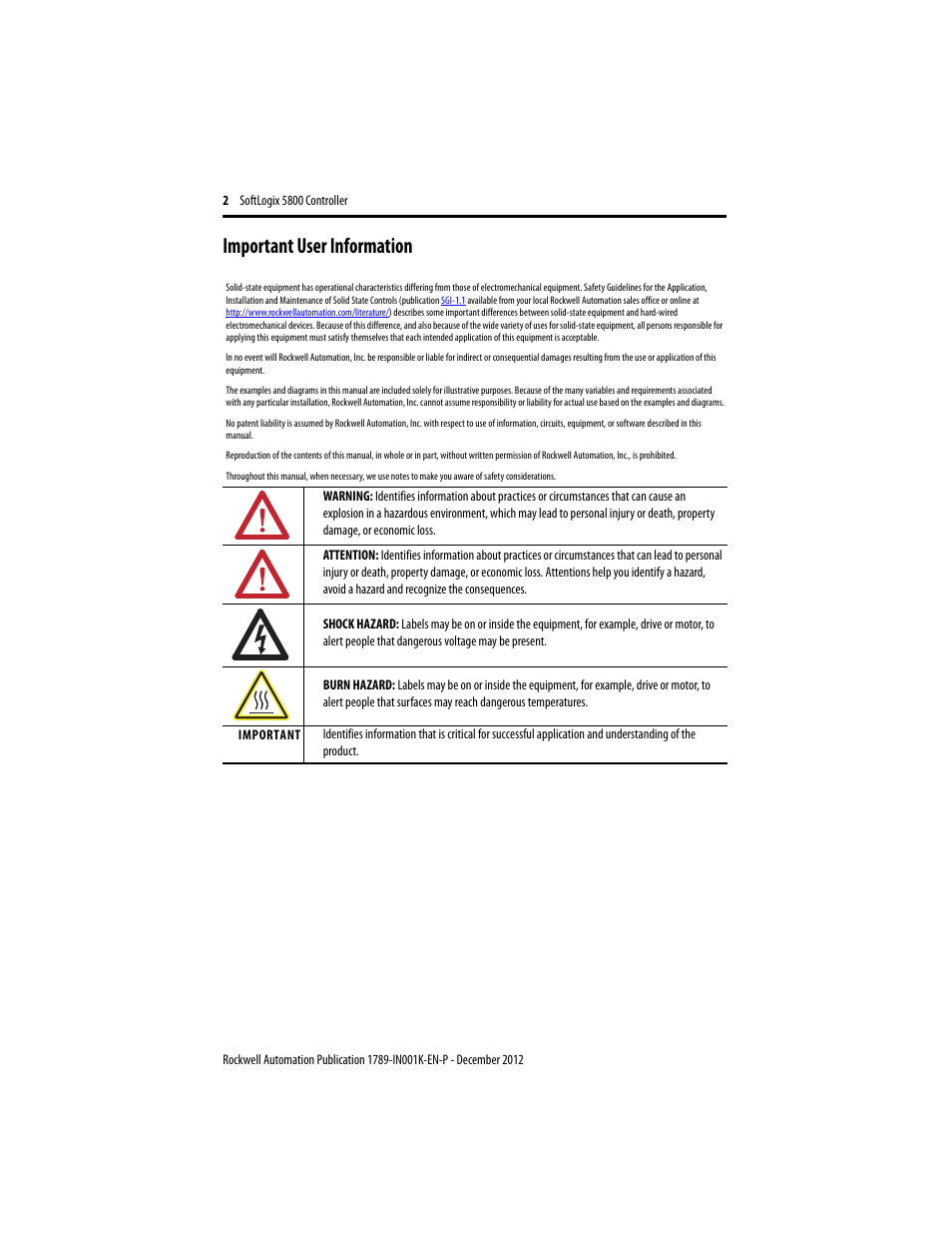 Important user information | Rockwell Automation 1789-L10_L30_L60 SoftLogix 5800 Controller Installation Instructions User Manual | Page 2 / 14